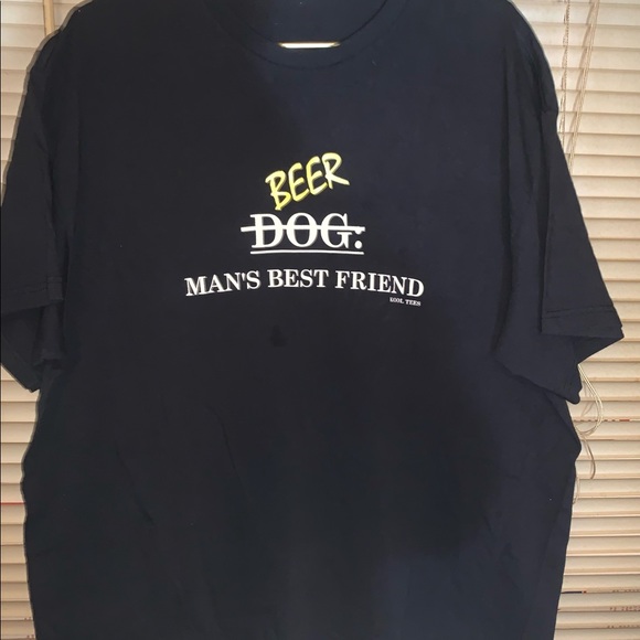 Beer man’s best friend Dog funny graphic T-shirt kool tees - Picture 6 of 6